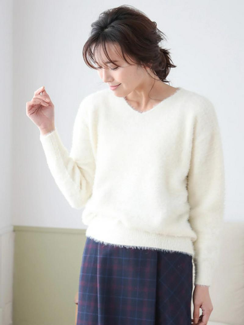 シャギーVネックプルオーバー