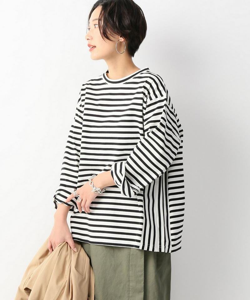 コットンボーダーワイドプルオーバー