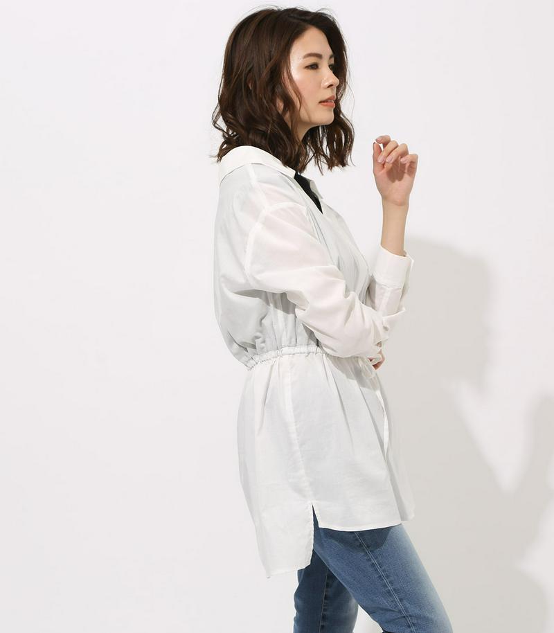 Waist shirring layered blouse