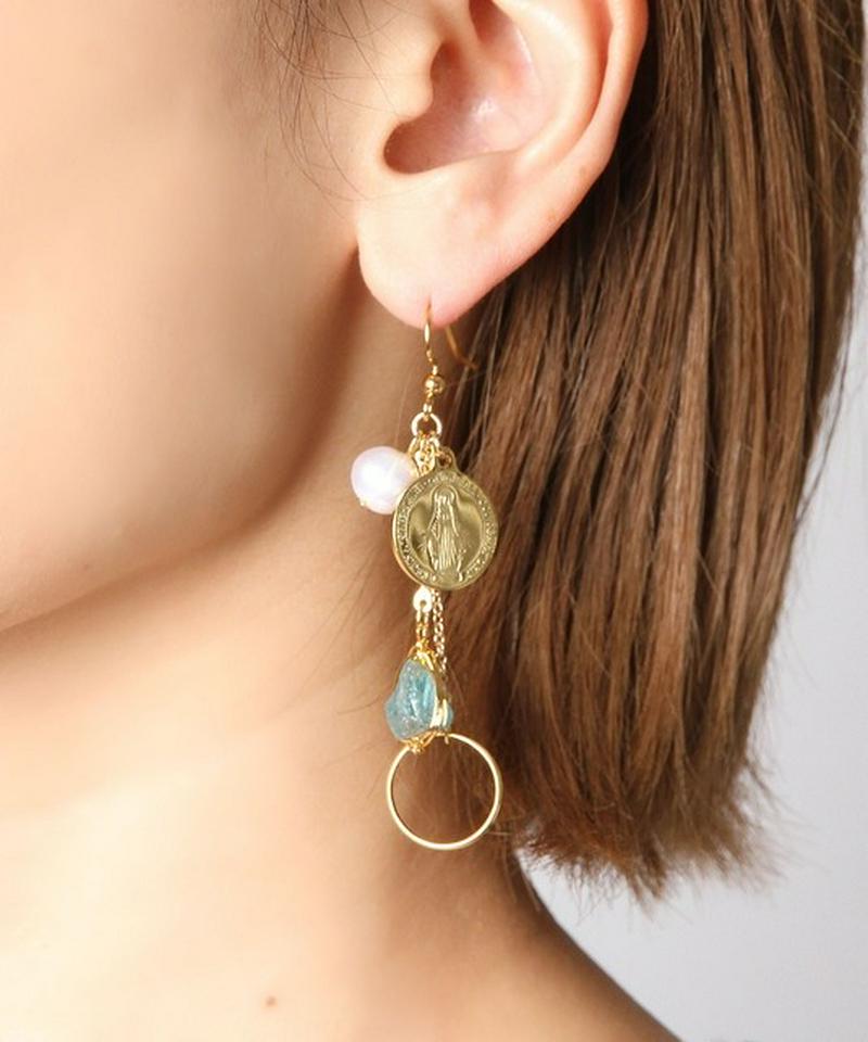 K14GF パールアパタイト×マリアコインピアス