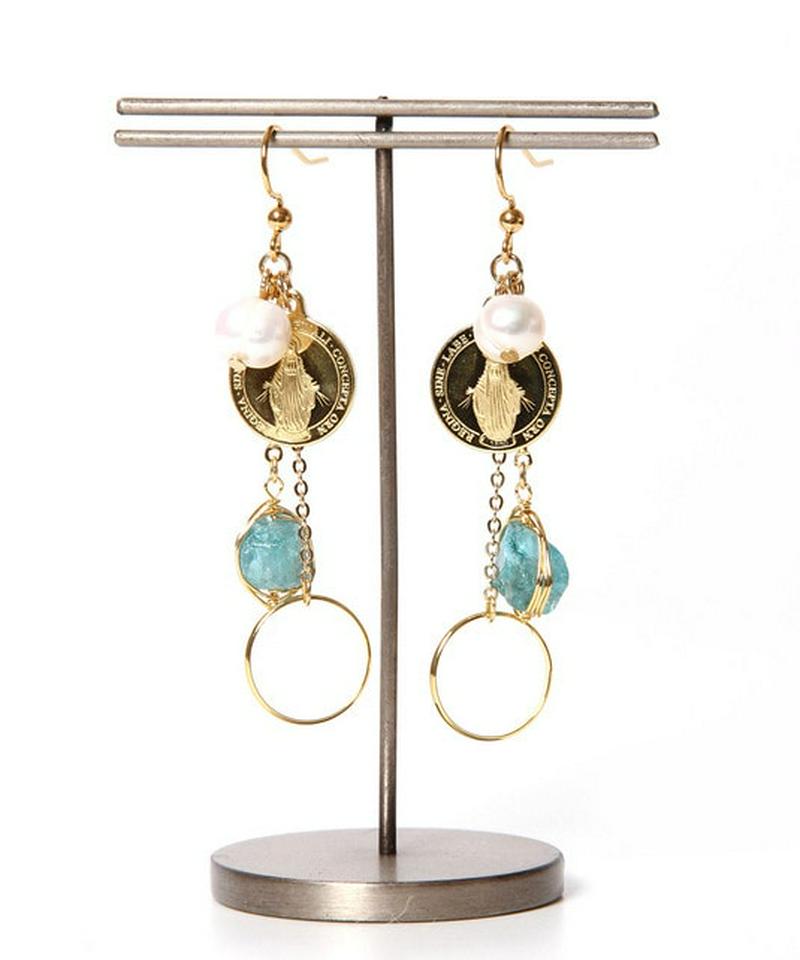 K14GF パールアパタイト×マリアコインピアス