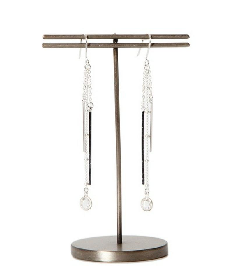 S925 チェーン＆バー ベゼルピアス