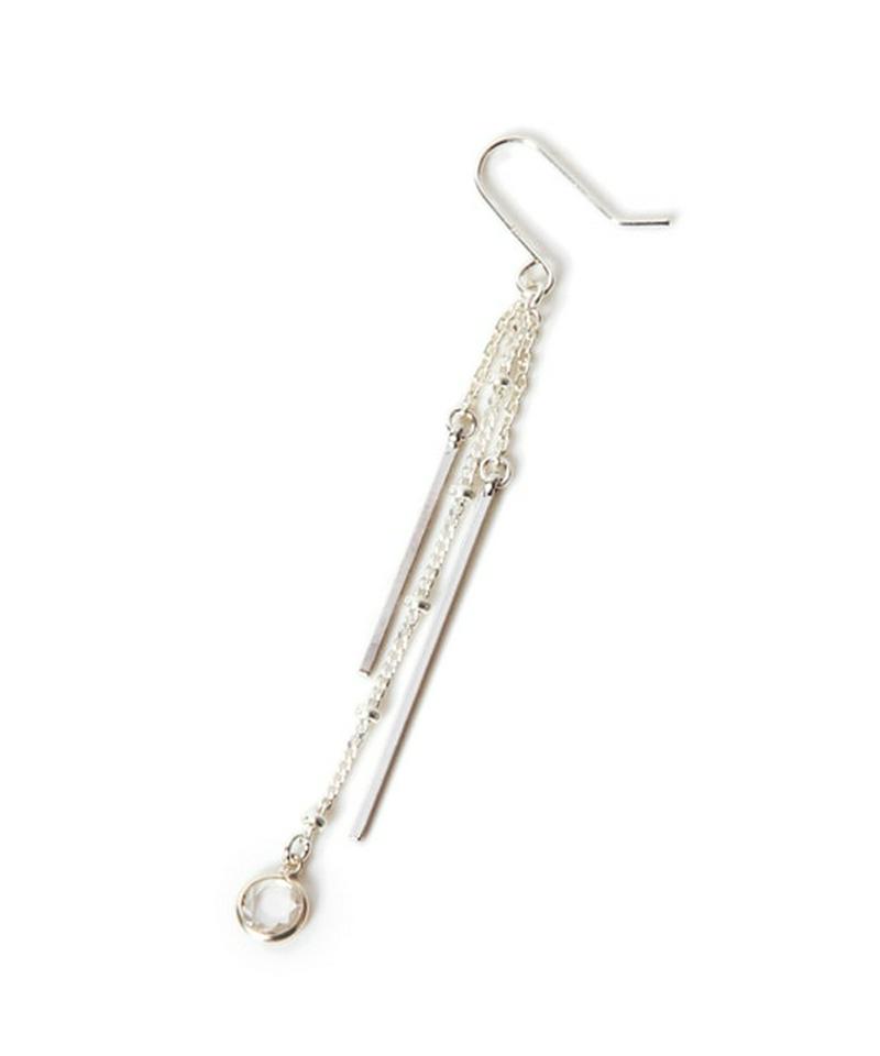 S925 チェーン＆バー ベゼルピアス