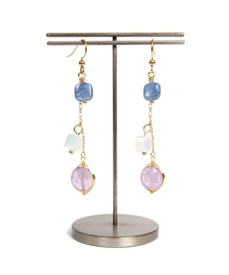 K14GFチェーンカイヤナイト×アメジストピアス