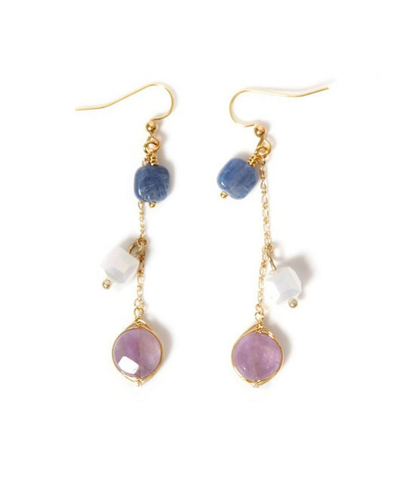 K14GFチェーンカイヤナイト×アメジストピアス