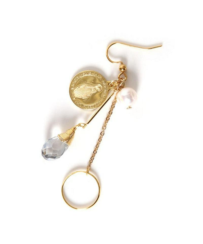 K14GF パールクリスタル×マリアコインピアス