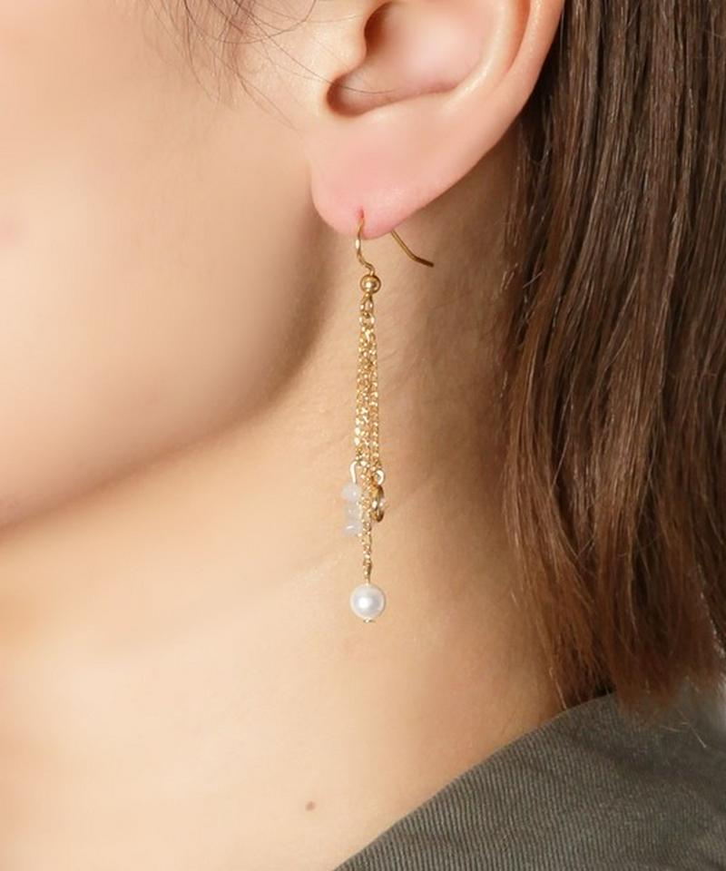 K14GF 3連チェーンピアス  ムーンストーン 19