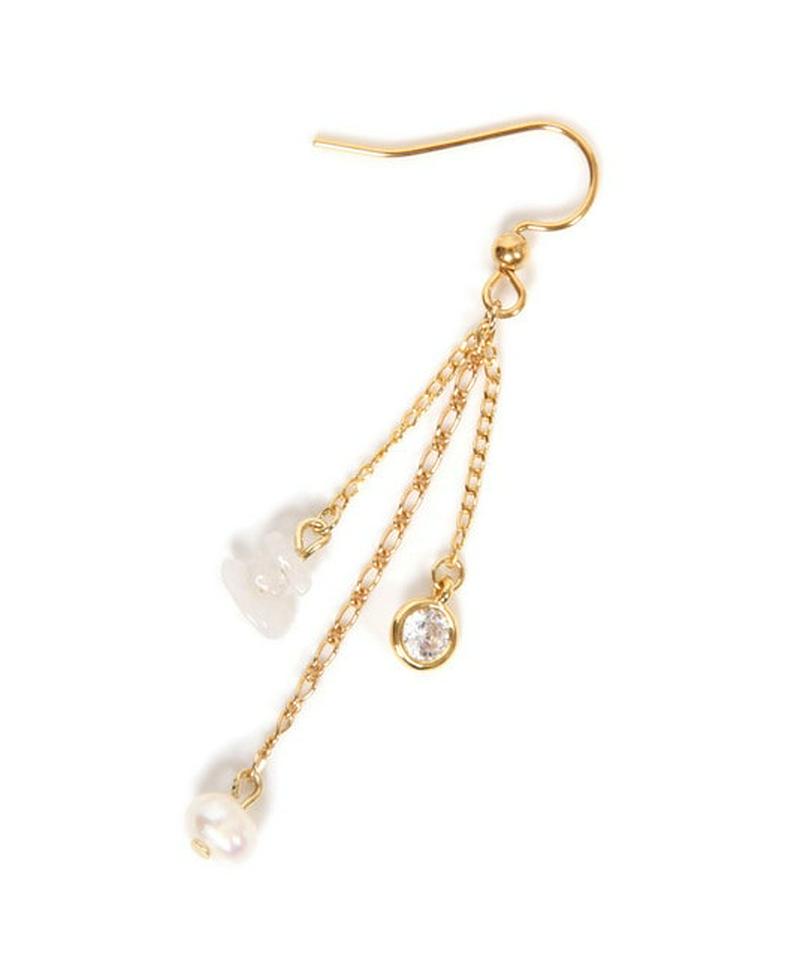 K14GF 3連チェーンピアス  ムーンストーン 19