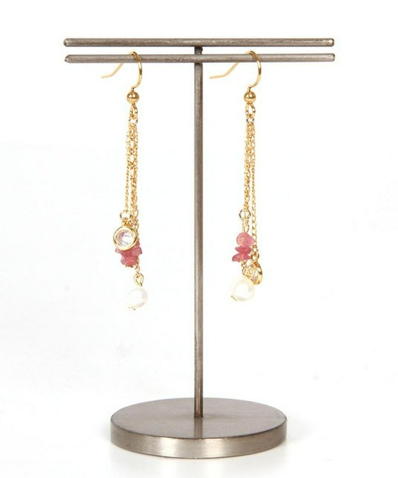 K14GF 3連チェーンピアス ピンクトルマリン 19