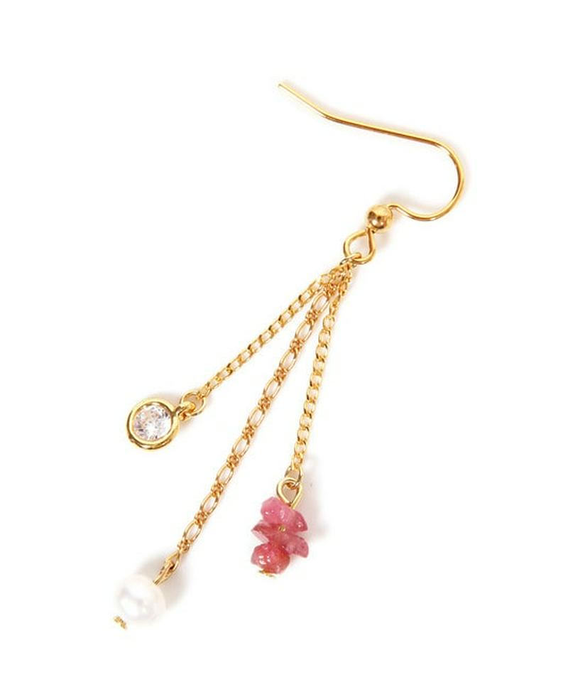 K14GF 3連チェーンピアス ピンクトルマリン 19