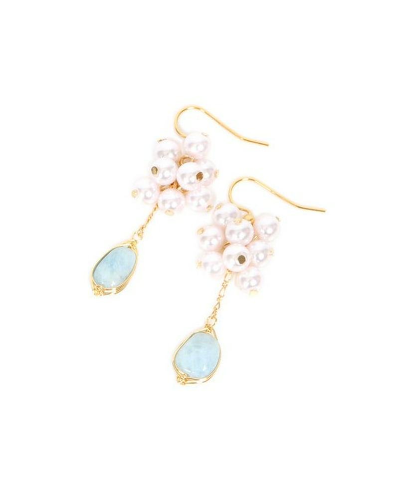 K14GF パール×アクアマリンピアス