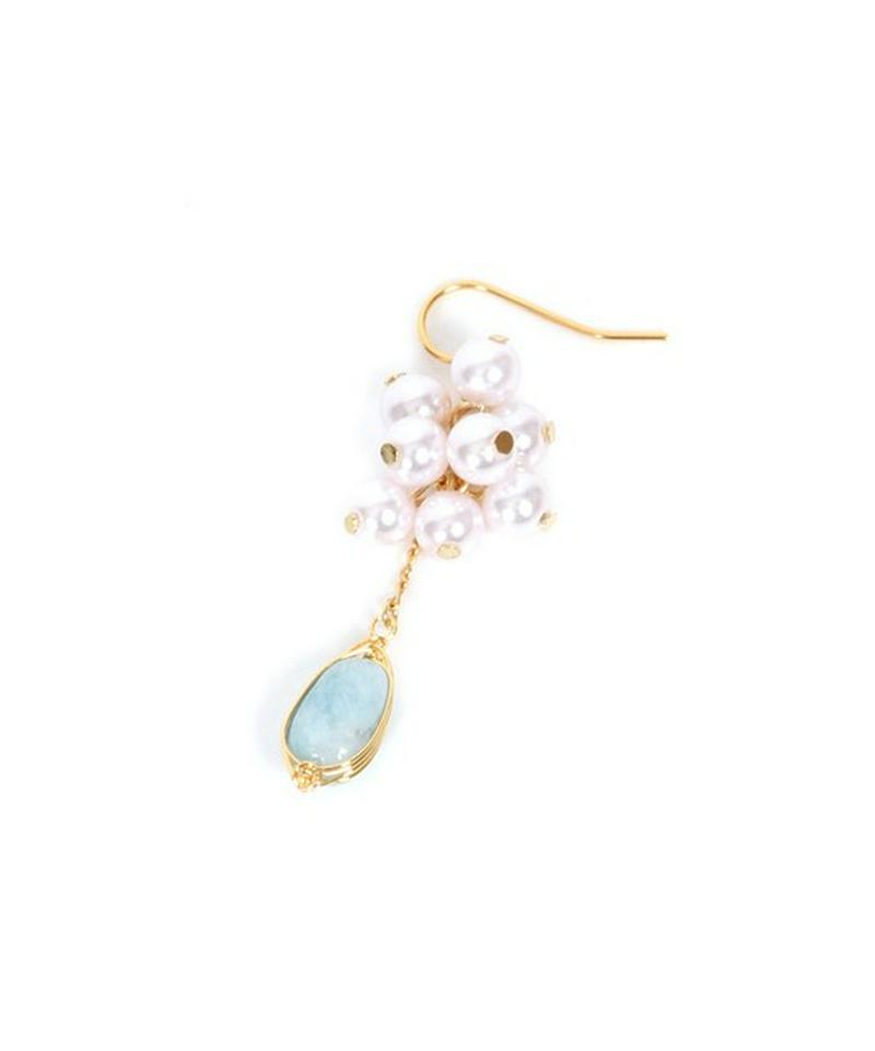 K14GF パール×アクアマリンピアス