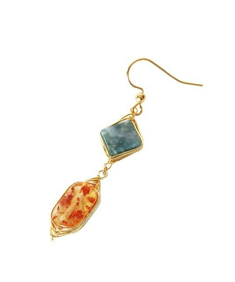 K14GF アゲート×アンバーピアス