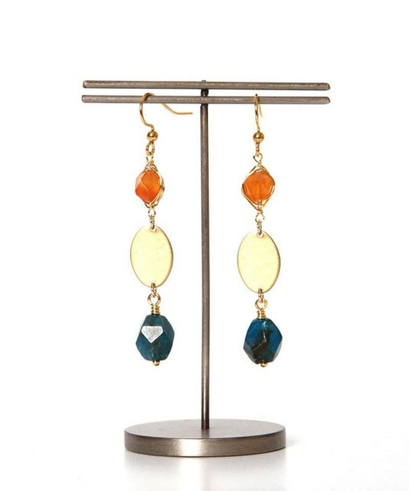 K14GF カーネリアン×プレート×アパタイトピアス