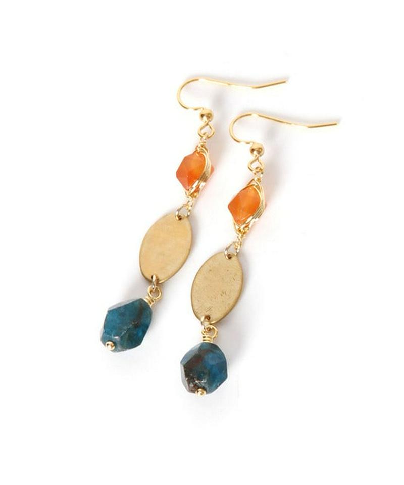 K14GF カーネリアン×プレート×アパタイトピアス