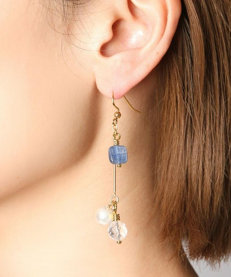 K14GF バー×カイヤナイト×クリスタルピアス