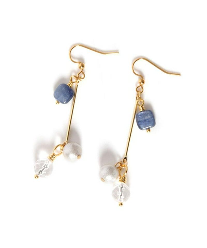 K14GF バー×カイヤナイト×クリスタルピアス