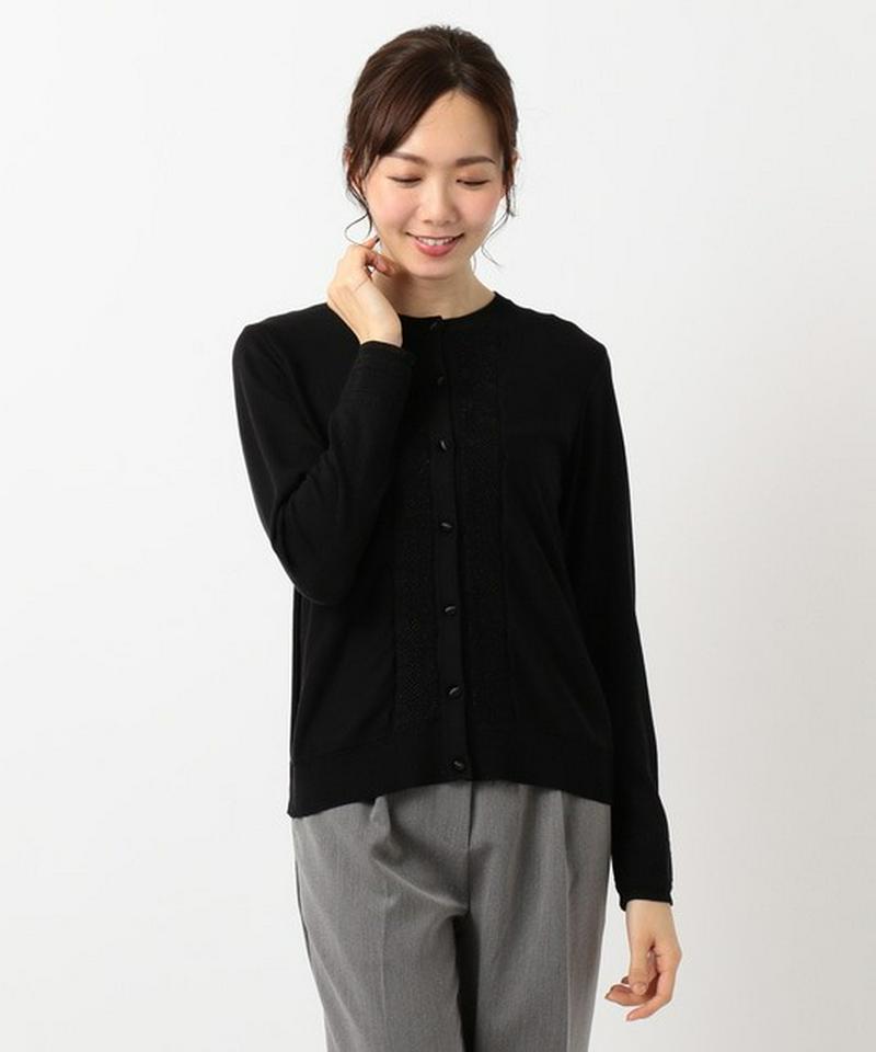 【洗える】HandySilk クルーネックカーディガン