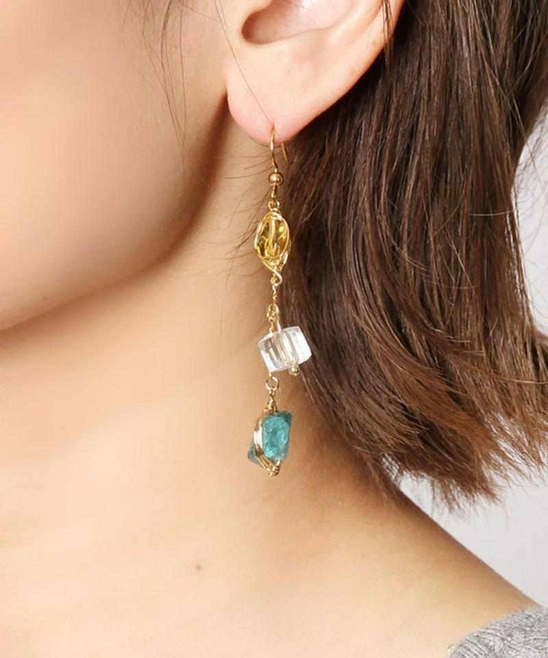 K14GFチェーンシトリン×アパタイトピアス