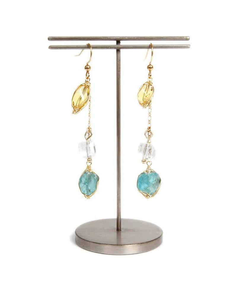 K14GFチェーンシトリン×アパタイトピアス