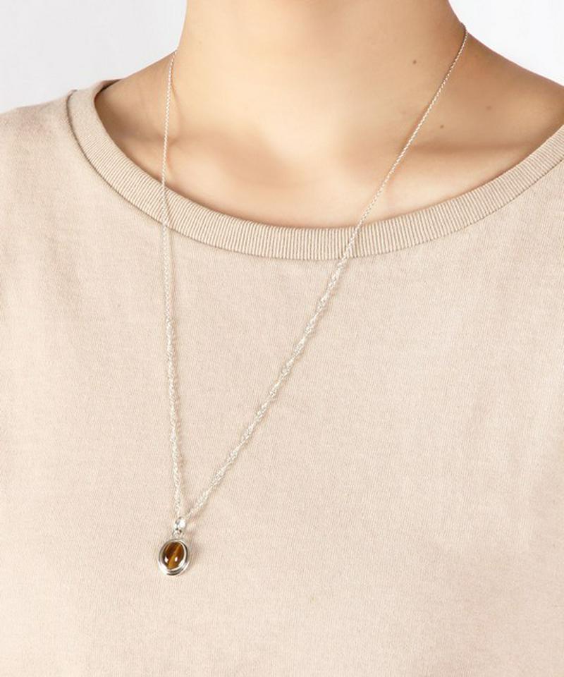 【フランス買付】タイガーアイ楕円×シルバーネックレス19