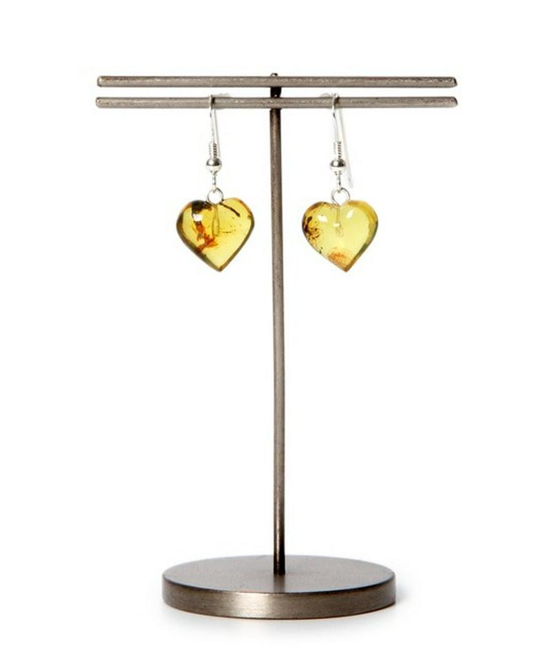 【メキシコ買付】S925アンバーハートピアス ブラウン