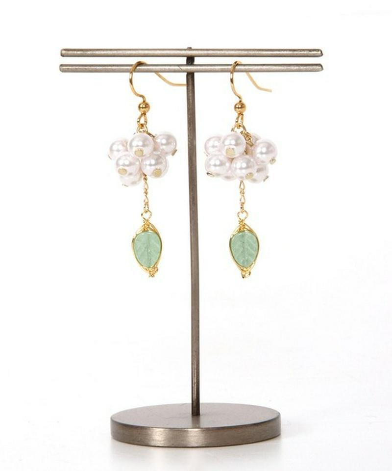 K14GF パール×リーフアベンチュリンピアス