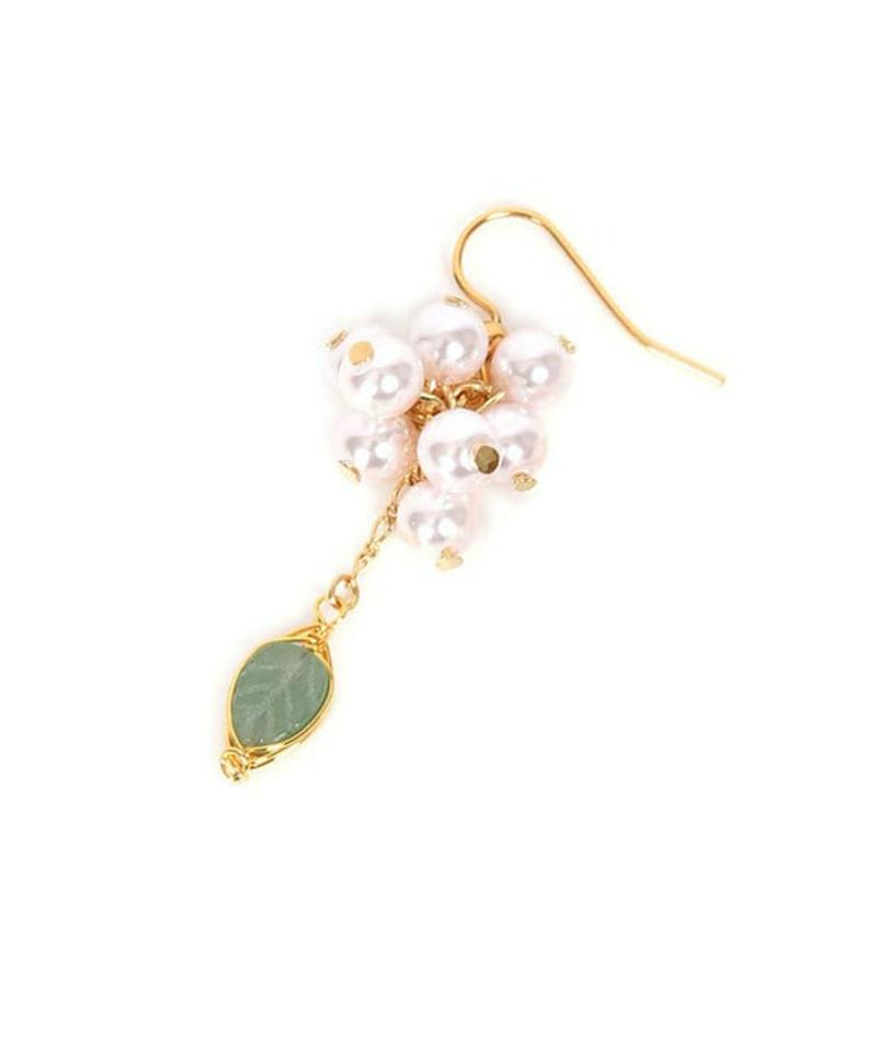 K14GF パール×リーフアベンチュリンピアス