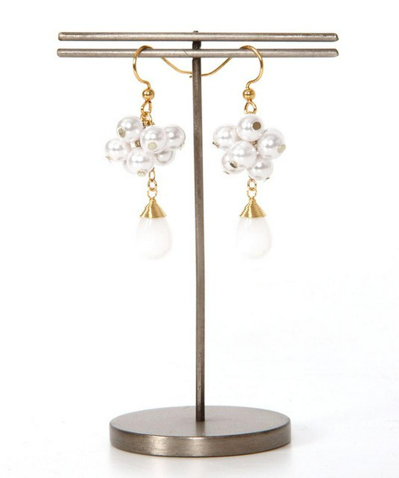 K14GF パール×白翡翠ピアス