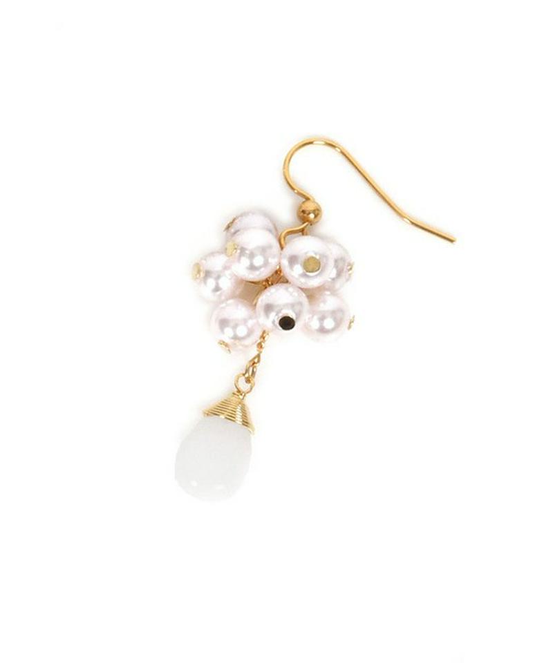 K14GF パール×白翡翠ピアス