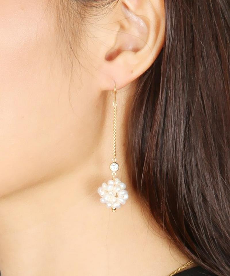 K14GF 淡水パールボールピアス