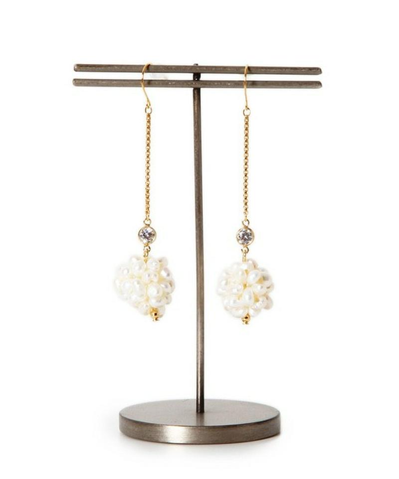 K14GF 淡水パールボールピアス