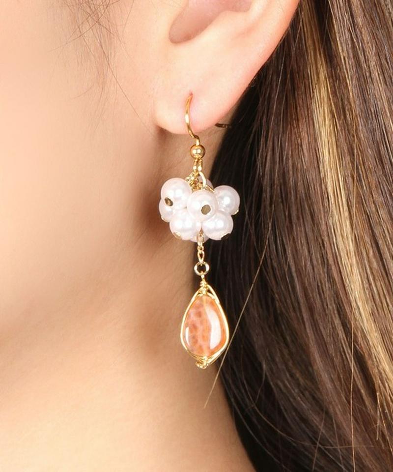 K14GF パール×カーネリアンピアス