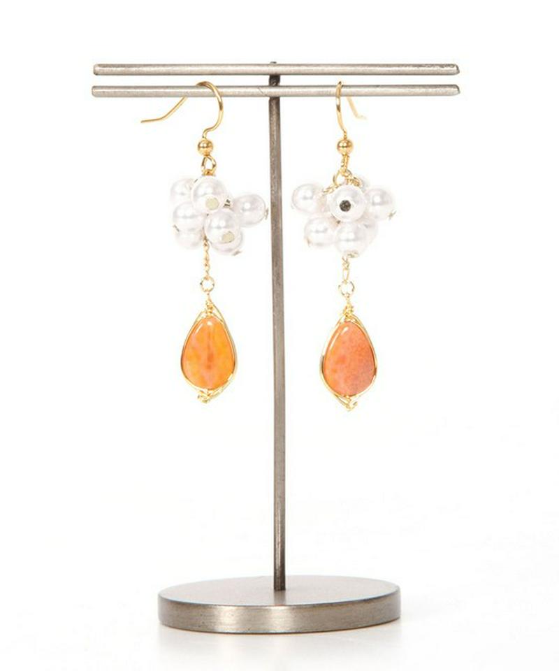 K14GF パール×カーネリアンピアス