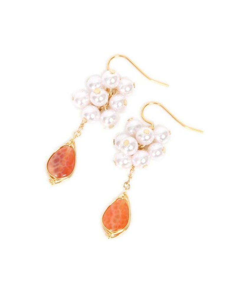 K14GF パール×カーネリアンピアス