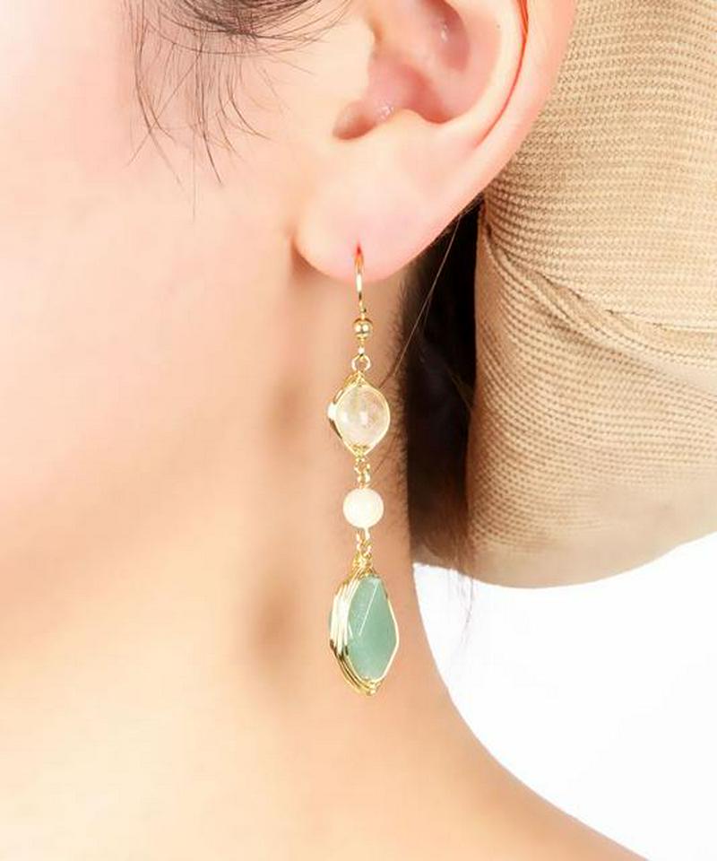 K14GF シトリン×アベンチュリンピアス