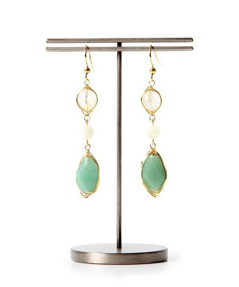 K14GF シトリン×アベンチュリンピアス