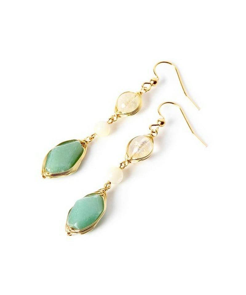 K14GF シトリン×アベンチュリンピアス