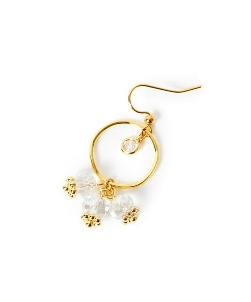 K14GF クリスタル3粒リングピアス