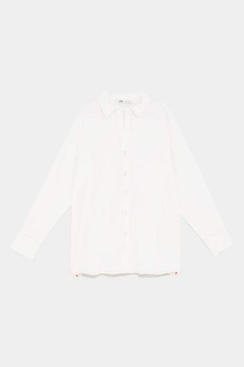 コントラストトップステッチシャツ