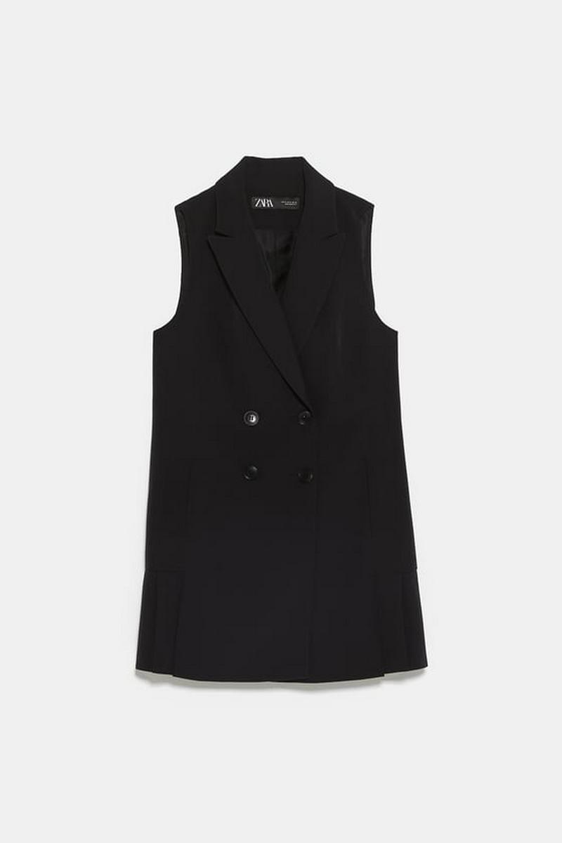 ダブルブレスト仕様ボックスプリーツベスト
