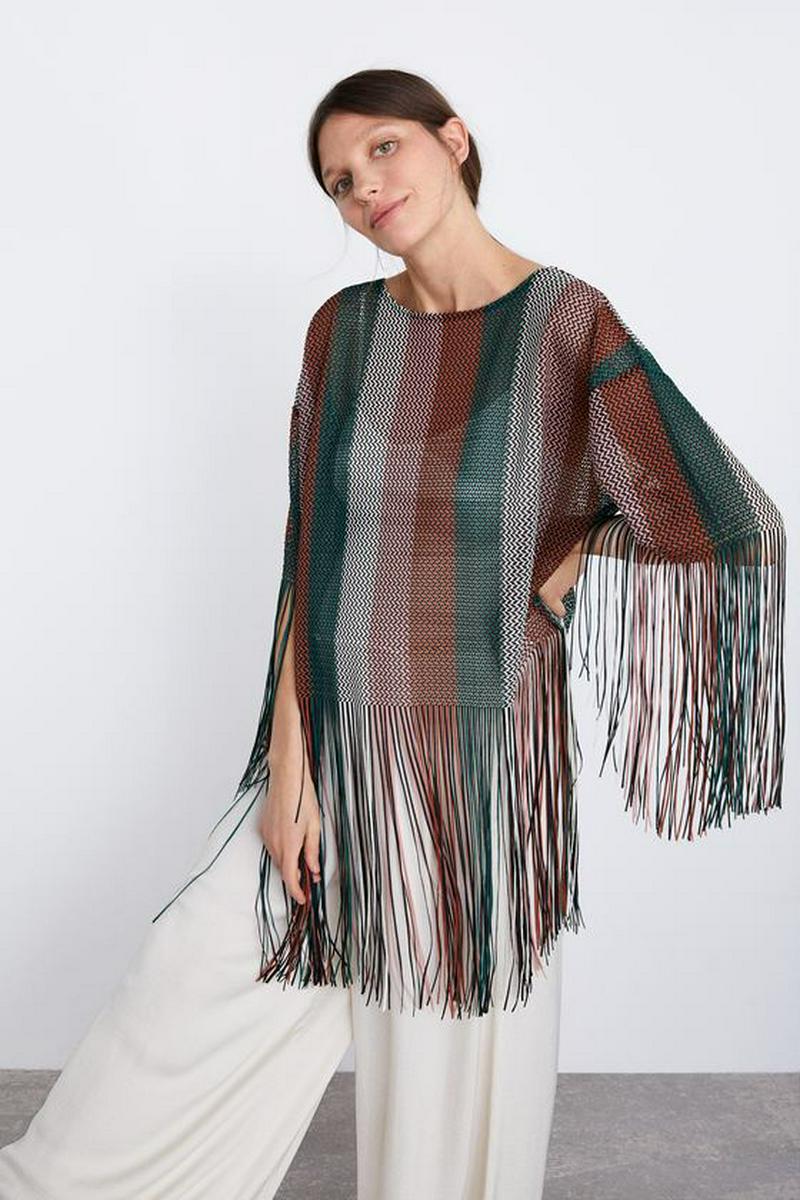 TEXTURED TOP WITH FRINGE
