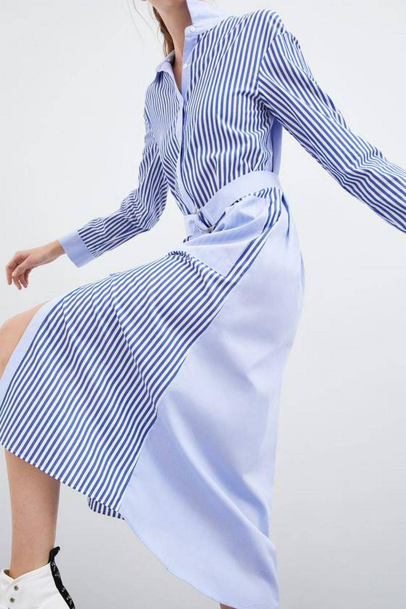 ストライプ柄シャツワンピース