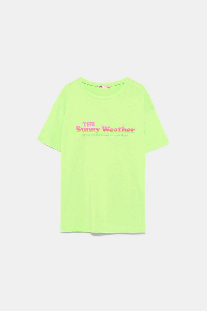 ネオンカラーテキストプリント入りTシャツ