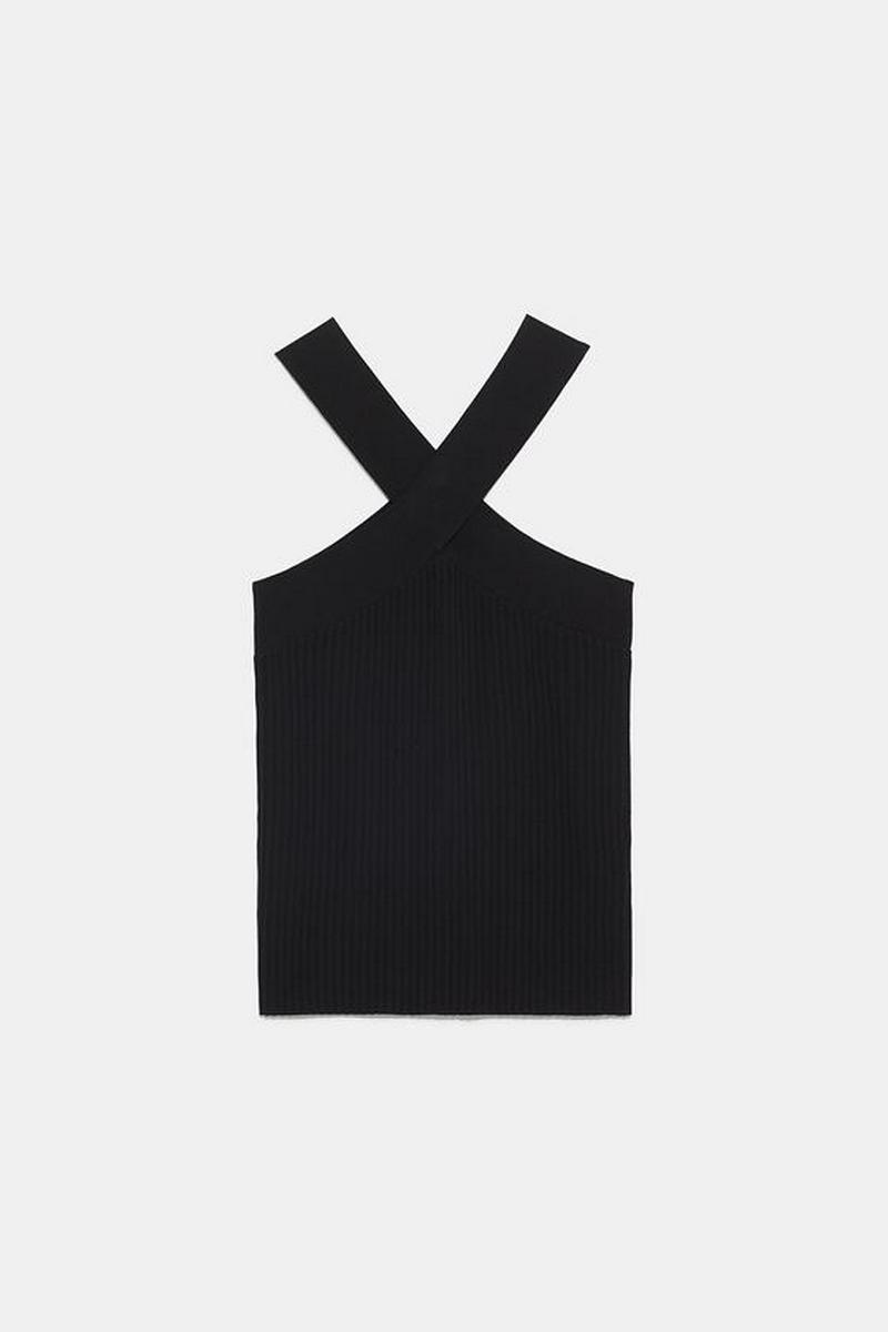 カシュクールネック仕様ニットトップス