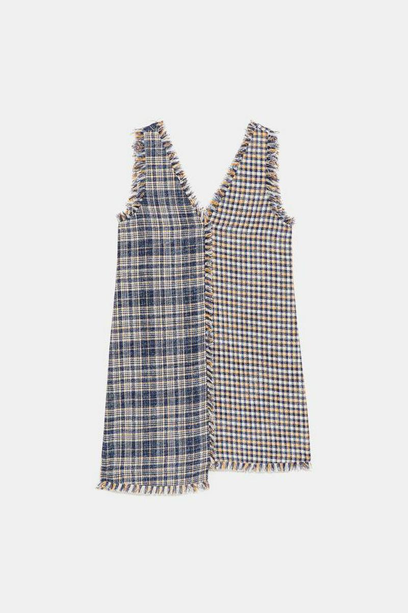 CONTRAST TWEED MINI DRESS