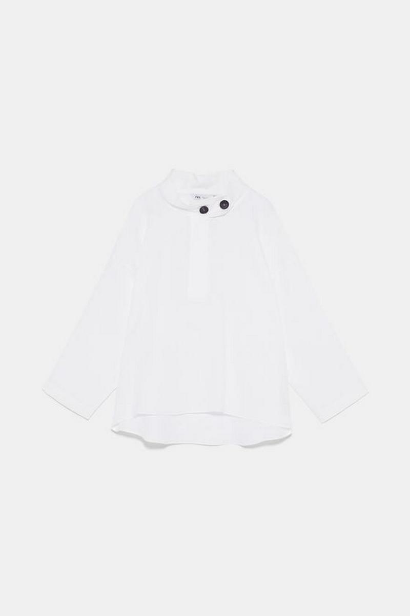 オーバーサイズ仕様ボタンアップ留めリネントップス
