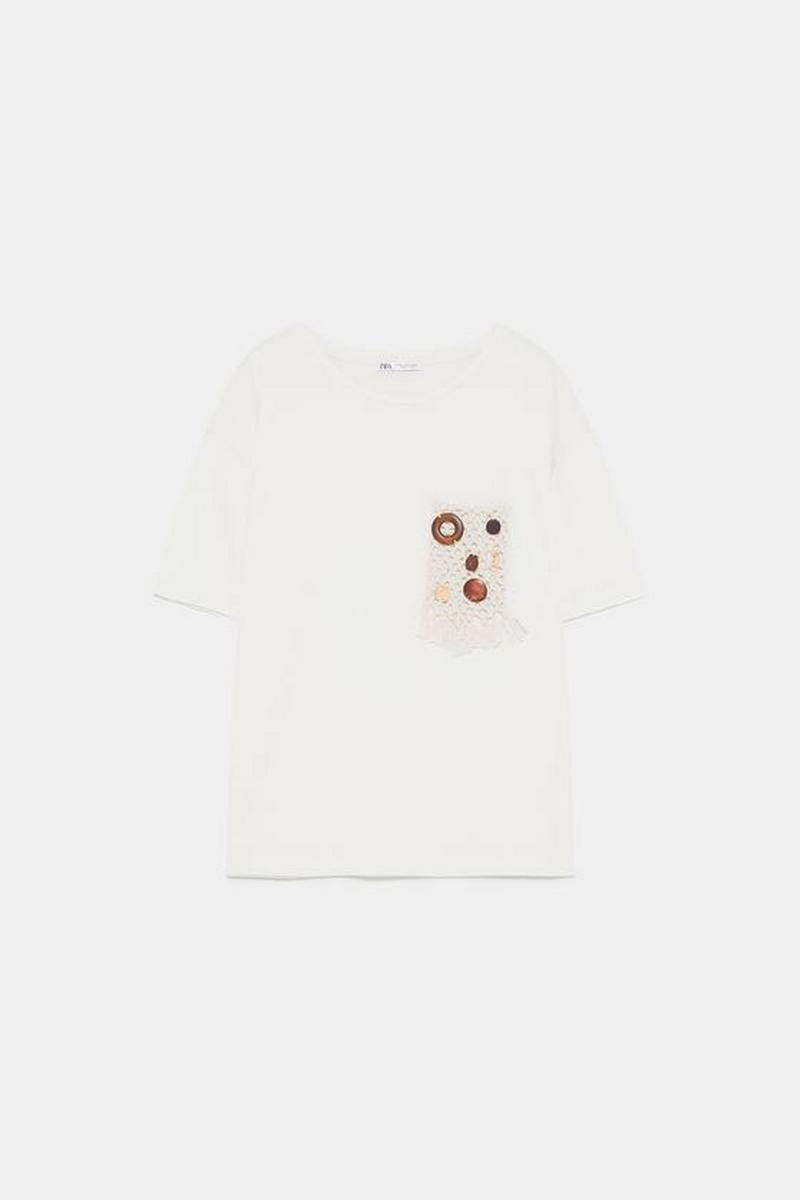 T-SHIRT WITH MACRAMÉ POCKET