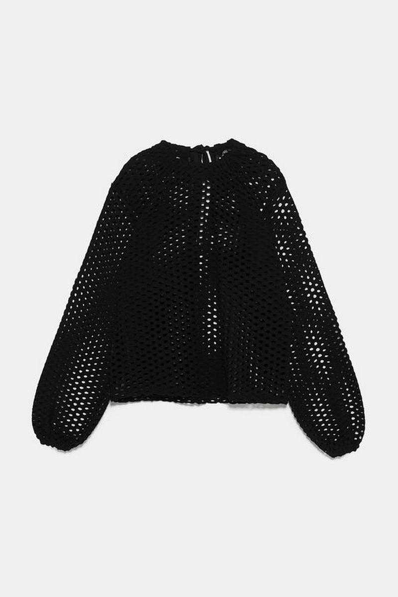 バックリボン付きメッシュＴシャツ