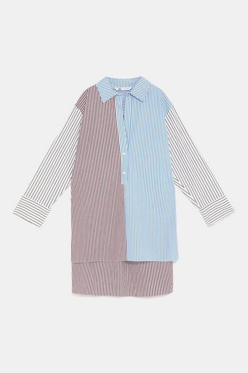 OVERSIZED PATCHWORK STRIPE SHIRT